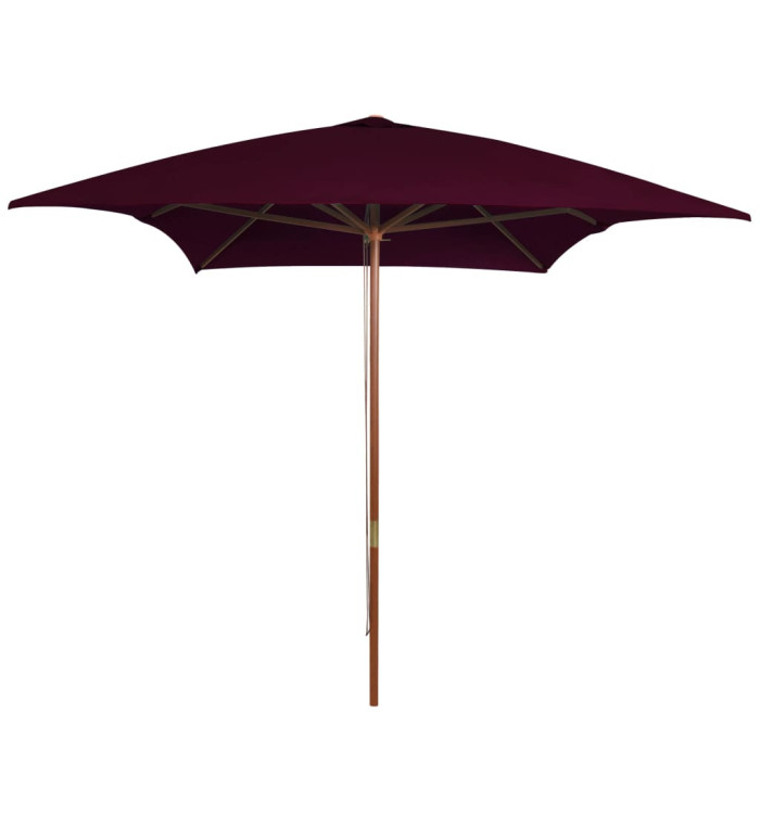 Parasol de jardin avec mât en bois rouge bordeaux 200x300 cm | Mobilier & Déco