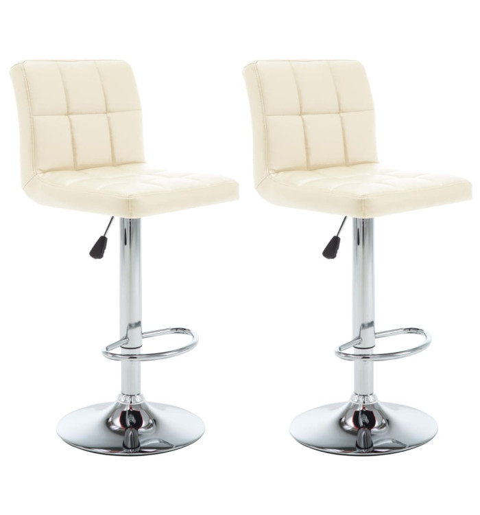 Tabourets de bar lot de 2 crème similicuir | Mobilier & Déco