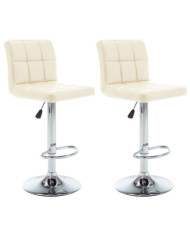Tabourets de bar lot de 2 crème similicuir | Mobilier & Déco