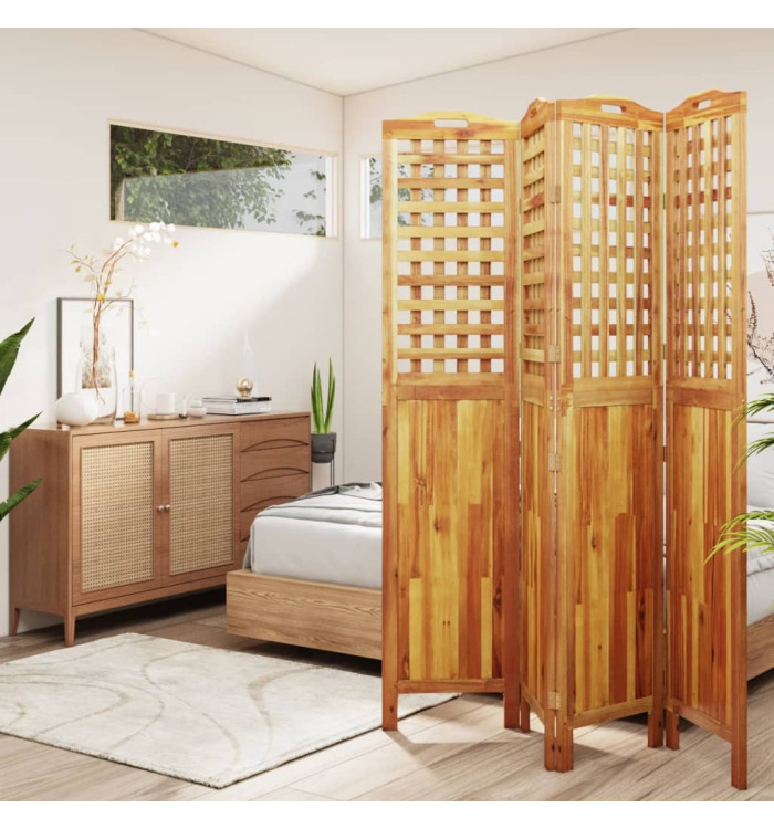 Cloison de séparation 4 panneaux 162x2x180 cm Bois d'acacia | Mobilier & Déco