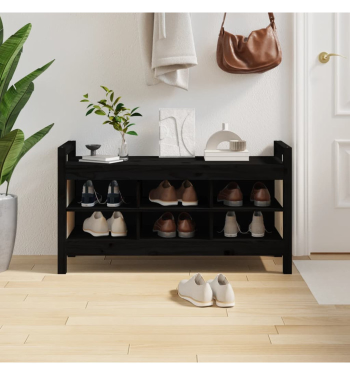 Banc d'entrée Noir 110x40x60 cm Bois de pin massif | Mobilier & Déco