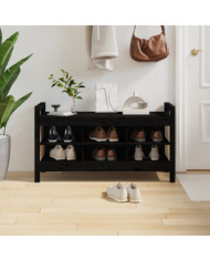 Banc d'entrée Noir 110x40x60 cm Bois de pin massif | Mobilier & Déco