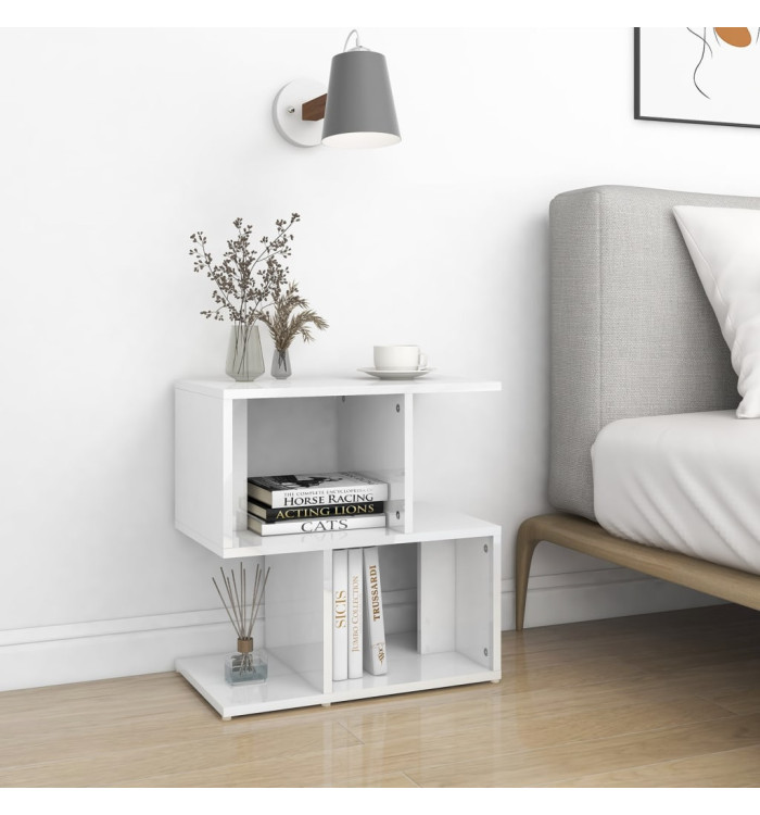 Table de chevet blanc brillant 50x30x51,5 cm bois d'ingénierie | Mobilier & Déco