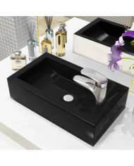 Vasque avec trou de robinet Céramique Noir 46 x 25,5 x 12 cm | Mobilier & Déco