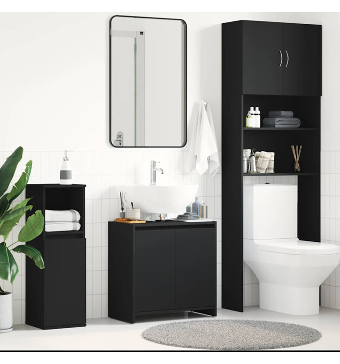 Armoire de salle de bain noir 60x33x61 cm Bois d'ingénierie | Mobilier & Déco