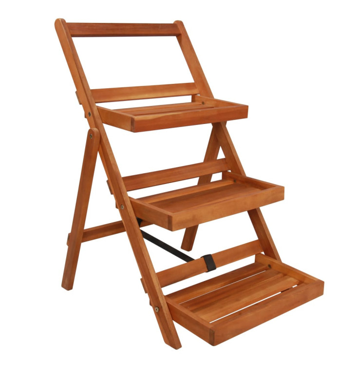 Support de jardinière à 3 niveaux 50x63x80 cm Acacia solide | Mobilier & Déco