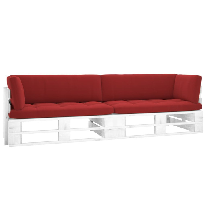 Canapé palette 2 places avec coussins Pin imprégné de blanc | Mobilier & Déco