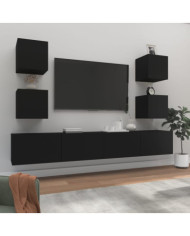 Ensemble de meubles TV 6 pcs Noir Bois d'ingénierie | Mobilier & Déco