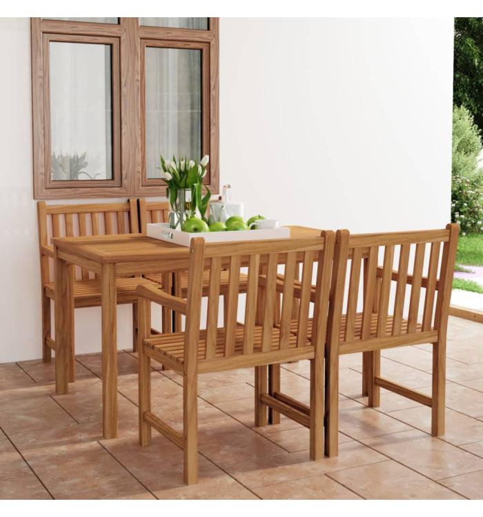 Ensemble à manger de jardin 5 pcs Bois de teck massif | Mobilier & Déco