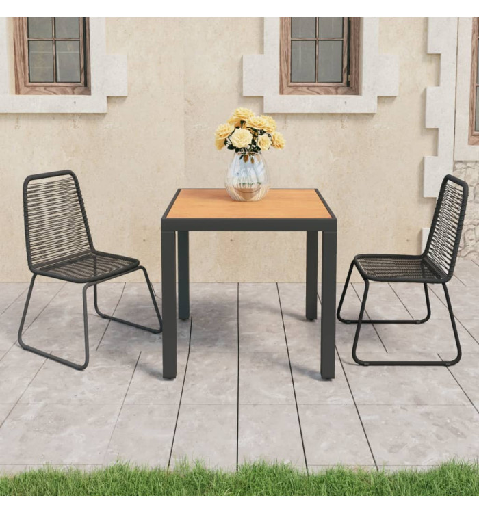 Ensemble à manger de jardin 3pcs PVC résine tressée noir marron | Mobilier & Déco