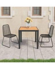 Ensemble à manger de jardin 3pcs PVC résine tressée noir marron | Mobilier & Déco