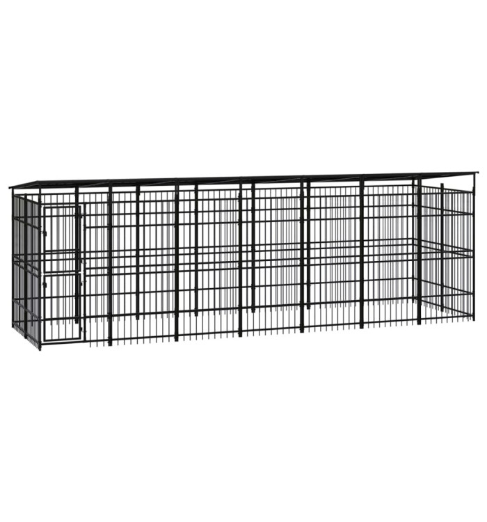 Chenil d'extérieur avec toit pour chiens Acier 12,9 m² | Mobilier & Déco