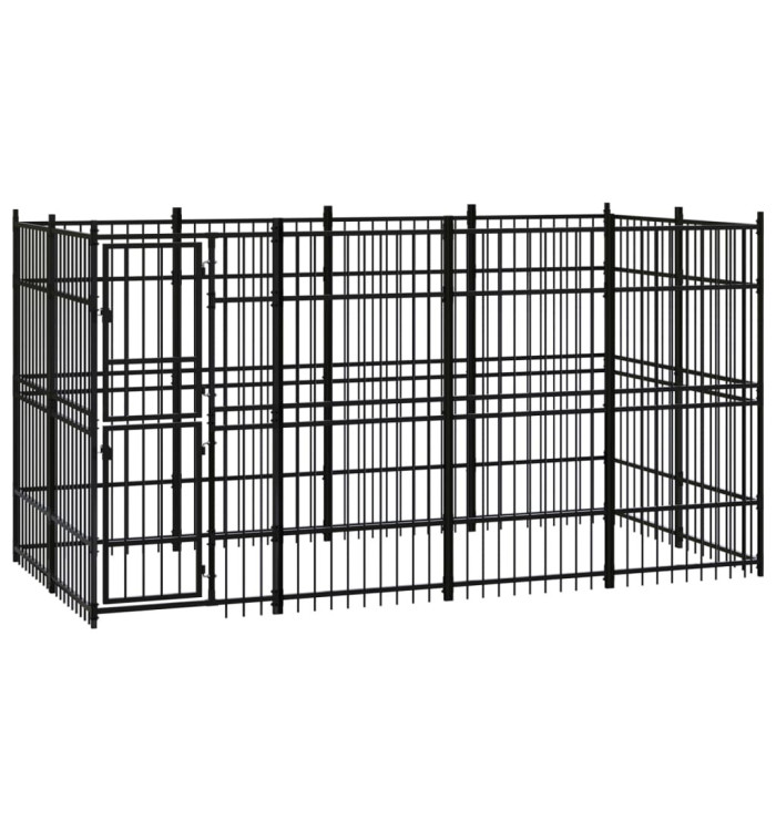 Chenil d'extérieur pour chiens Acier 7,37 m² | Mobilier & Déco