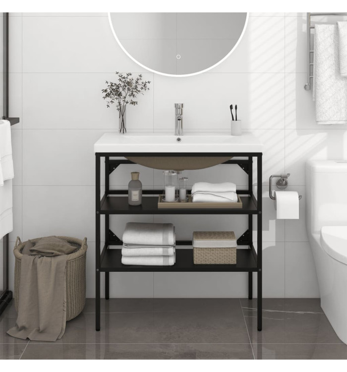 Cadre de lavabo de salle de bain vasque à encastrer Noir Fer | Mobilier & Déco