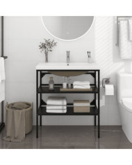 Cadre de lavabo de salle de bain vasque à encastrer Noir Fer | Mobilier & Déco