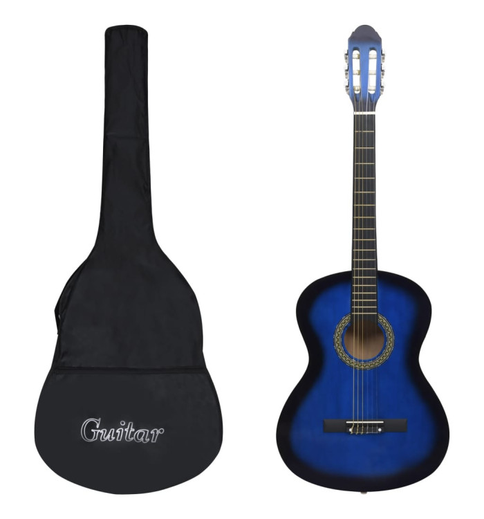 Guitare classique avec sac pour débutants Bleu 4/4 39" | Mobilier & Déco