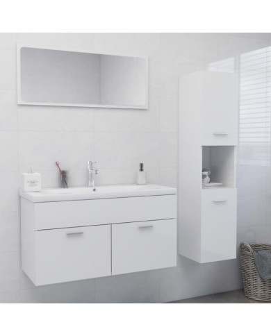 Ensemble de meubles de bain Blanc brillant Bois d'ingénierie | Mobilier & Déco
