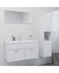 Ensemble de meubles de bain Blanc brillant Bois d'ingénierie | Mobilier & Déco