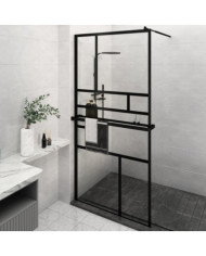 Paroi de douche avec étagère Noir 115x195cm Verre ESGetAluminium | Mobilier & Déco