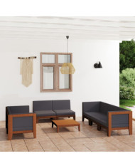 Salon de jardin 9 pcs avec coussins Bois d'acacia solide | Mobilier & Déco