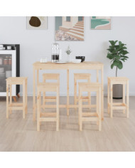 Ensemble de bar 7 pcs Bois de pin massif | Mobilier & Déco