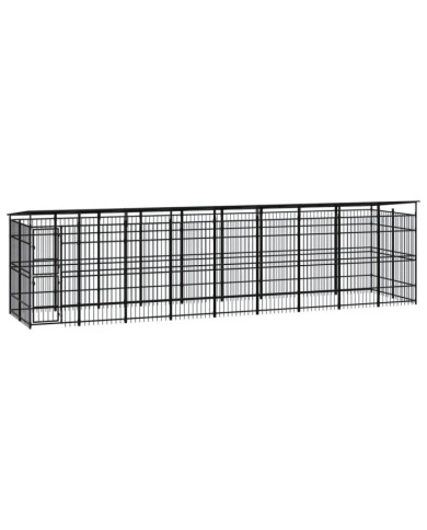 Chenil d'extérieur avec toit pour chiens Acier 16,59 m² | Mobilier & Déco