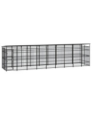 Chenil d'extérieur avec toit pour chiens Acier 16,59 m² | Mobilier & Déco