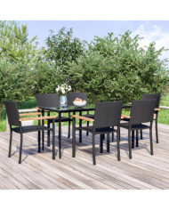 Ensemble à manger de jardin 7 pcs Noir Résine tressée | Mobilier & Déco