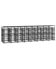 Chenil d'extérieur avec toit pour chiens Acier 14,75 m² | Mobilier & Déco