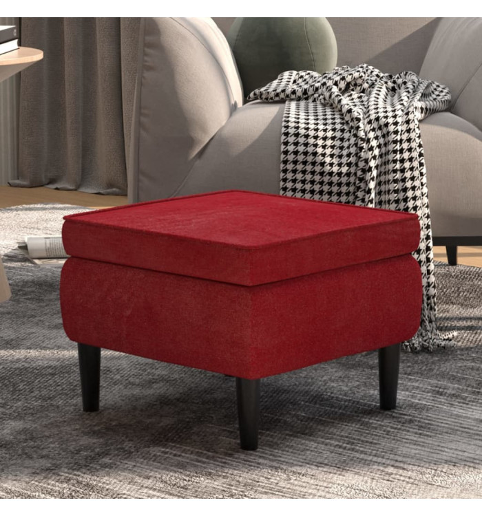 Tabouret avec pieds en bois Rouge bordeaux Velours | Mobilier & Déco