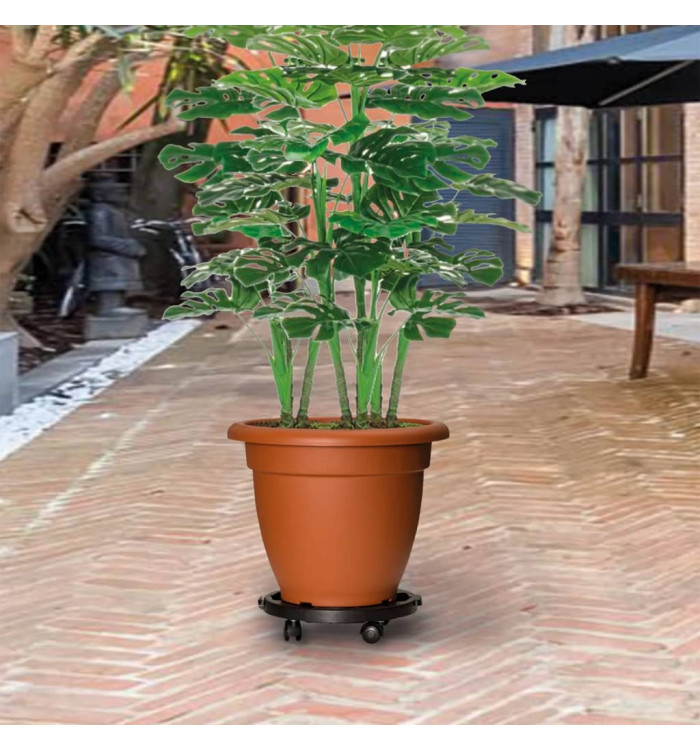 Support sur roulettes pour plantes Diamètre 30 cm Noir 170 kg | Mobilier & Déco