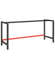 Cadre de banc de travail Noir et rouge mat 180x57x79 cm Métal | Mobilier & Déco
