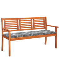 Banc de jardin 3 places avec coussin 150 cm Bois d'eucalyptus | Mobilier & Déco