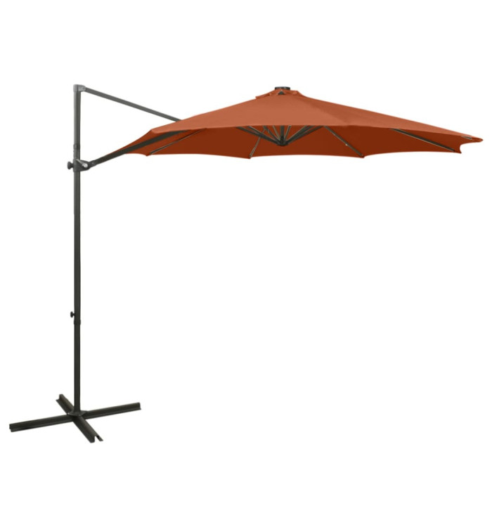 Parasol de jardin en porte-à-faux avec mât et lumières LED | Mobilier & Déco