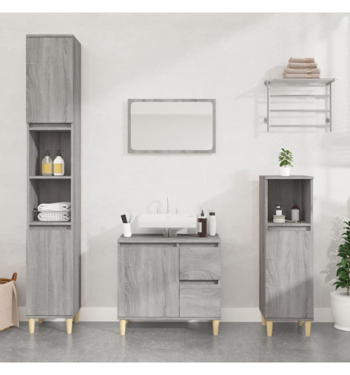 Armoire salle de bain sonoma gris 30x30x100 cm | Mobilier & Déco