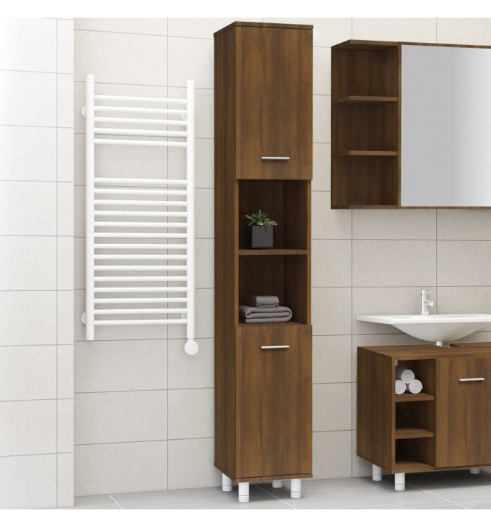 Armoire de bain Chêne marron 30x30x179 cm Bois d'ingénierie | Mobilier & Déco