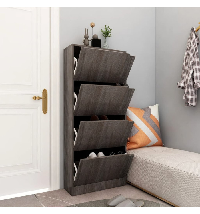 Armoire à chaussures 4 portes Chêne sonoma gris Bois ingénierie | Mobilier & Déco