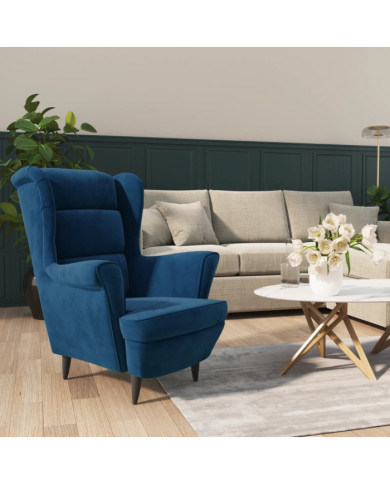 Fauteuil bleu velours | Mobilier & Déco
