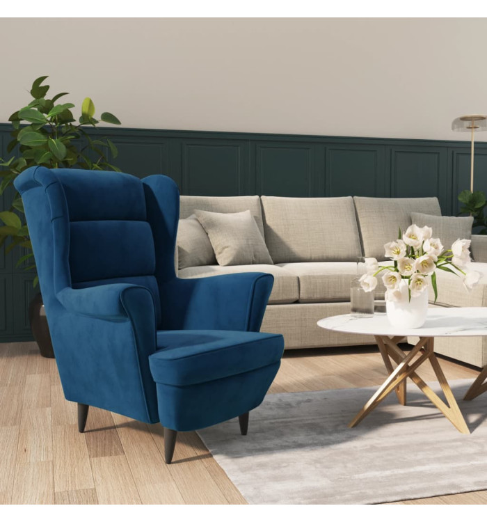 Fauteuil bleu velours | Mobilier & Déco