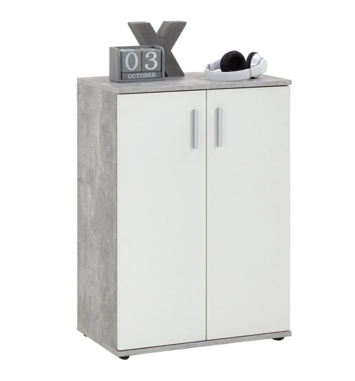 FMD Armoire avec 2 portes Blanc et gris | Mobilier & Déco