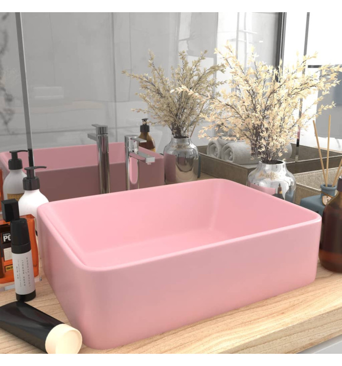 Lavabo de luxe Rose mat 41x30x12 cm Céramique | Mobilier & Déco