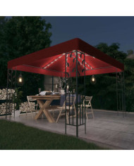 Tonnelle avec guirlande lumineuse à LED 3x3 m Bordeaux | Mobilier & Déco