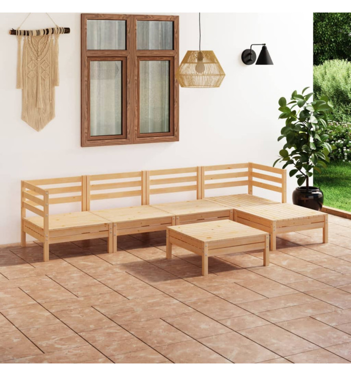 Salon de jardin 6 pcs Bois de pin massif | Mobilier & Déco
