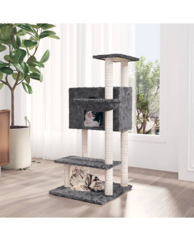 Arbre à chat avec griffoirs en sisal Gris foncé 108,5 cm | Mobilier & Déco