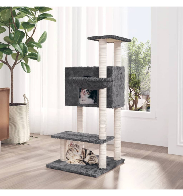 Arbre à chat avec griffoirs en sisal Gris foncé 108,5 cm | Mobilier & Déco