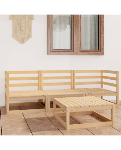 Salon de jardin 4 pcs bois de pin massif | Mobilier & Déco