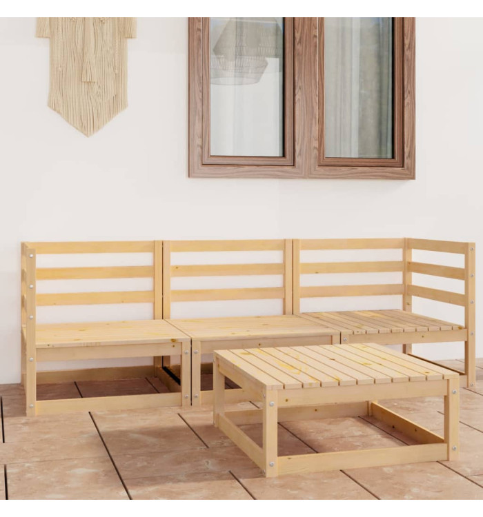 Salon de jardin 4 pcs bois de pin massif | Mobilier & Déco