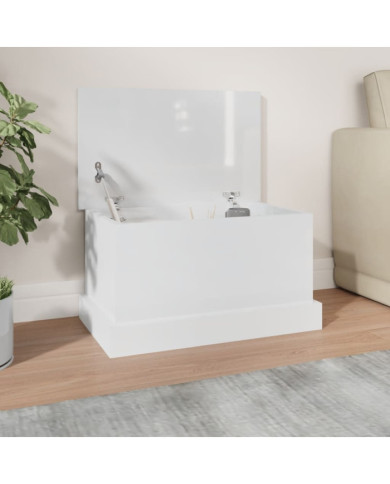 Boîte de rangement blanc brillant 50x30x28 cm bois d'ingénierie | Mobilier & Déco