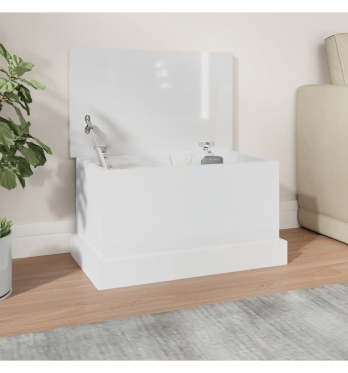 Boîte de rangement blanc brillant 50x30x28 cm bois d'ingénierie | Mobilier & Déco