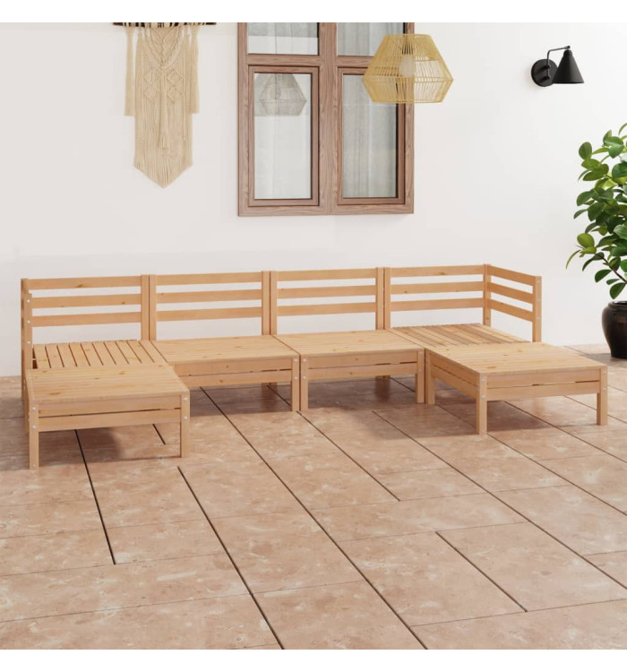 Salon de jardin 6 pcs Bois de pin massif | Mobilier & Déco